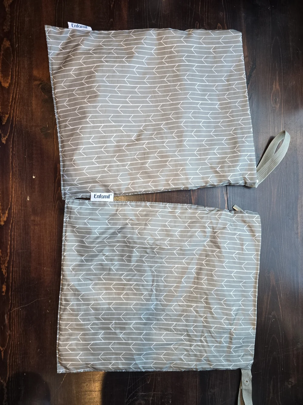 Enfamil Reusable Waterproof Wet Bags Set of 2 | Gray Arrow Print Travel Pouches